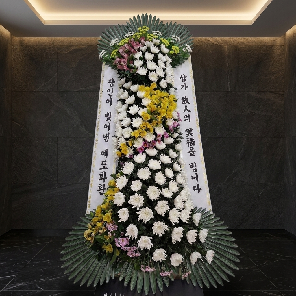 명품 근조화환 원형 25만원 상품 이미지