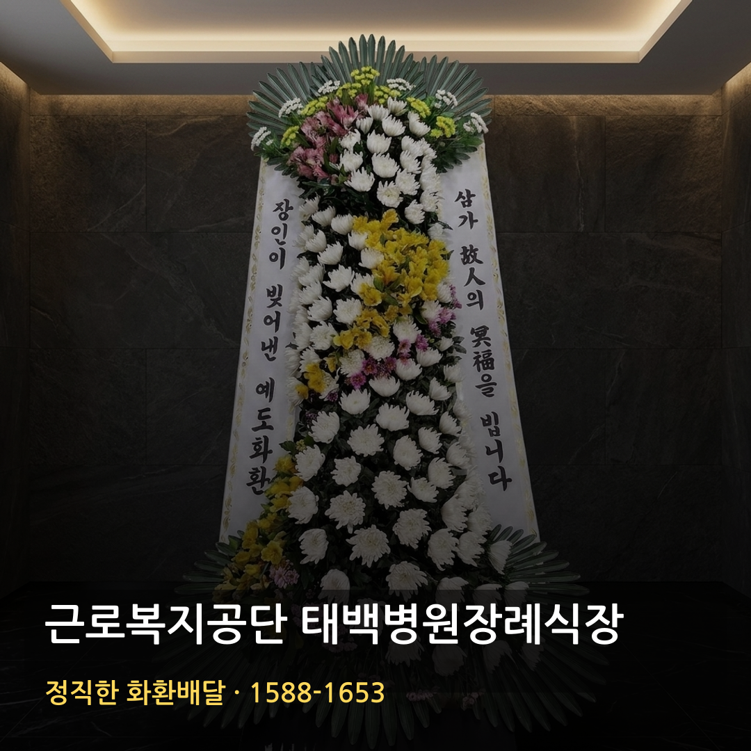 근로복지공단 태백병원장례식장 근조화환 배달 | 가까운꽃집 화환주문 | 꽃배달 가능여부 썸네일