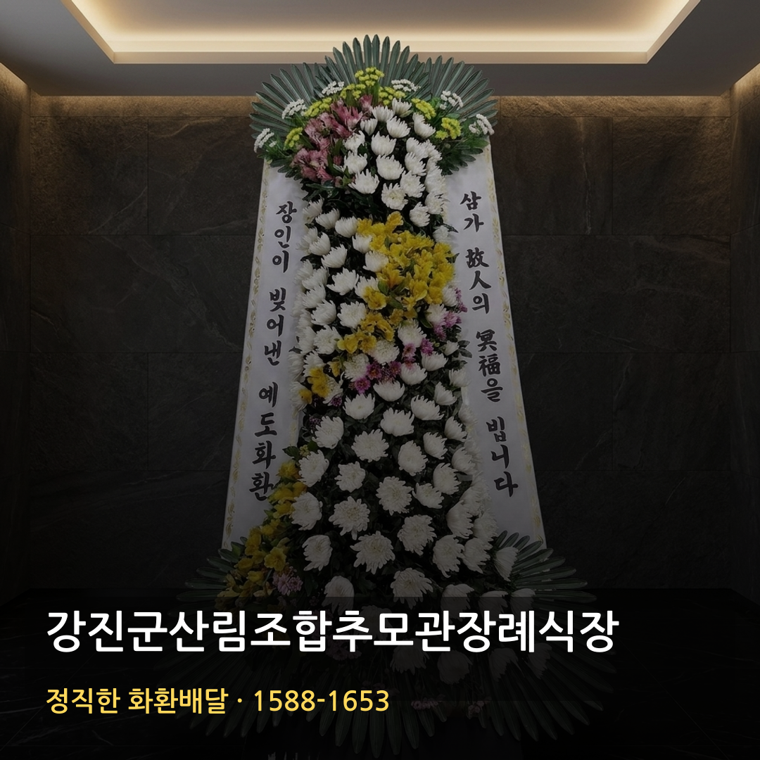 강진군산림조합추모관장례식장 근조화환 배달 | 저렴한 3단화환 가격 | 빠른배송 확인 썸네일